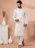 Banarasi Dhupion White Festival Wear Embroidery Work Kurta Pajama